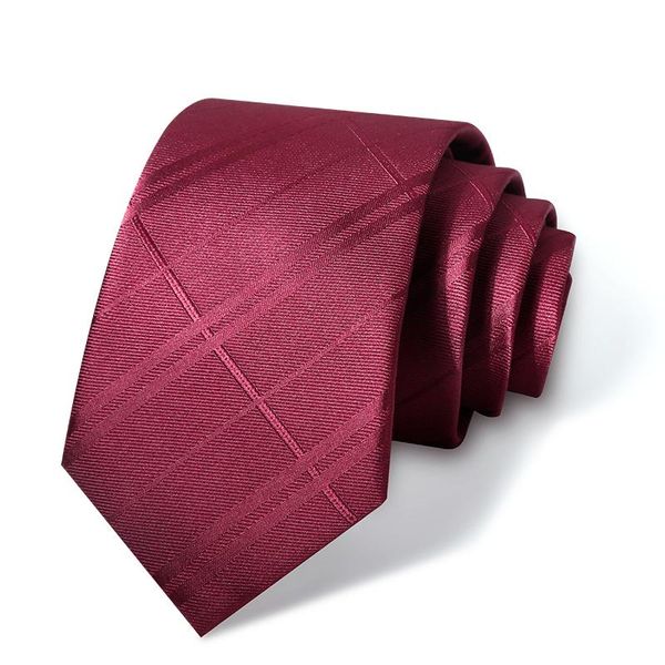 

bow ties 7cm wine red tie for men designer brand wedding business suit luxury silk polyester necktie with gift box, Black;gray