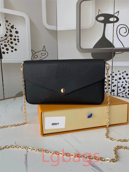 

3 pcs/set favorite multi pochette felicie bag women luxurys designer shoulder lady leather crossbody purse messenger bags flowers