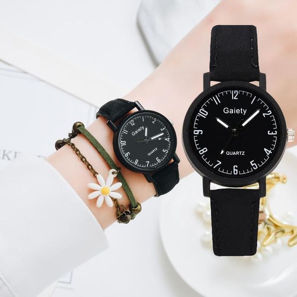 

wristwatches gaiety brand elegant women leather strap watch casual ladies quartz wristwatch female bracelet with set clocks, Slivery;brown