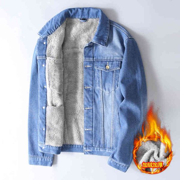

men's jackets winter jean lightblue cowboy outerwear warm denim coats wool liner thicker fleece jacket plus size 4xl nu1z, Black;brown