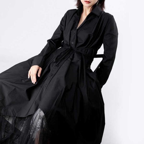 

shirt white skirt women's knee length dark wind long sleeve drs spring french fairy, Black;gray
