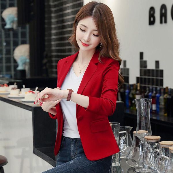 

women's suits & blazers peonfly 2021 blazer femme jackets women long sleeve solid single button coat slim office lady jacket female, White;black