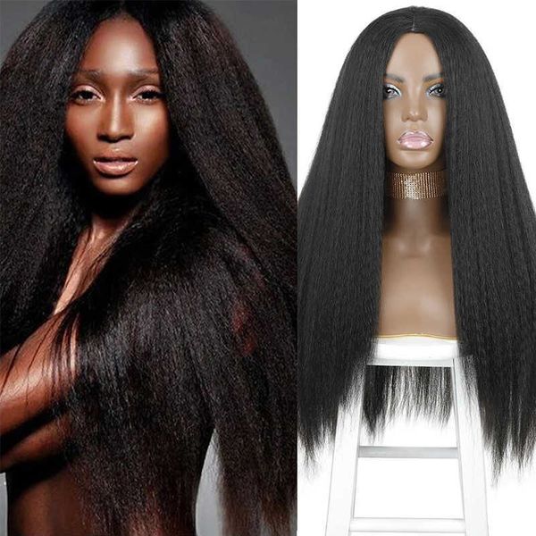 

wig chemical fiber headgear yk ffy wig front lace curl women, Black