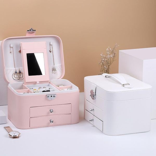

storage bags double fillet jewelry box drawer pu bilayer