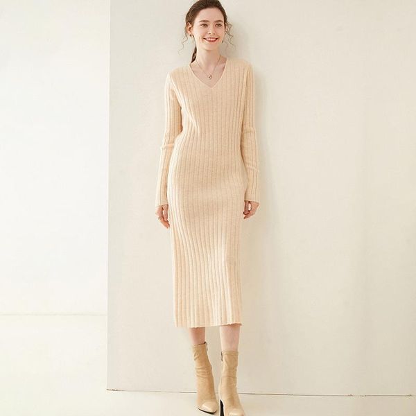 

casual dresses autumn and winter fashion v-neck women's long dress bottoming shirt, Black;gray