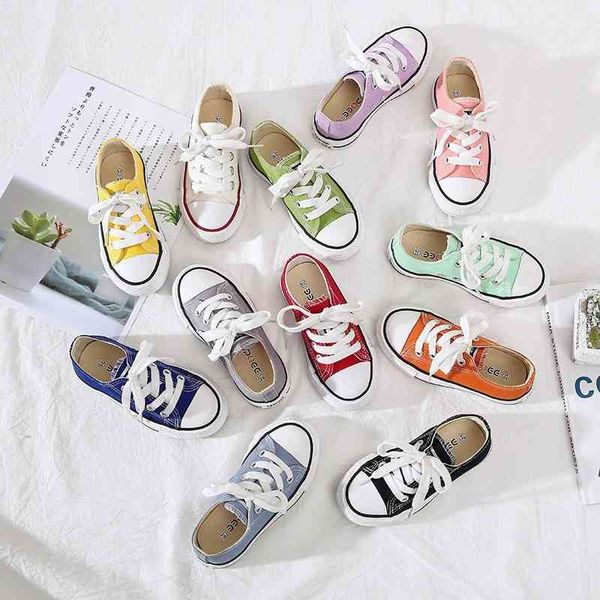 

2020 spring korean fashion casual low children's canvas parent child school small white shoes baby board, Black;red
