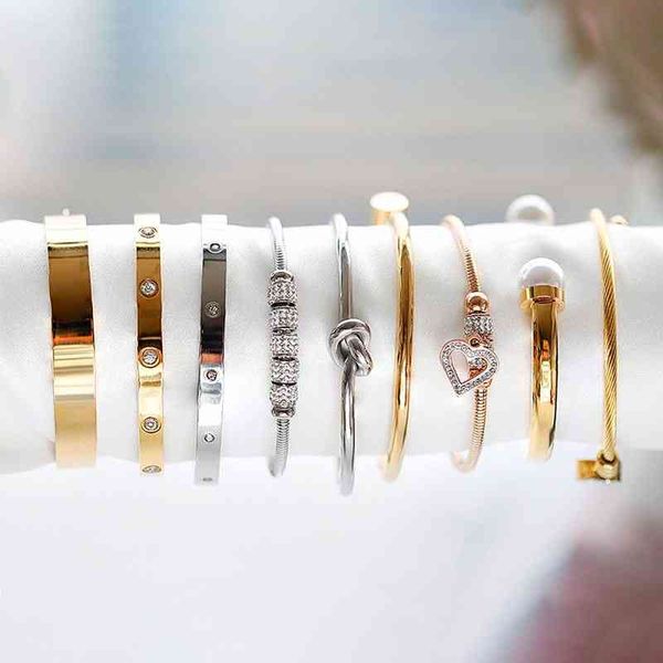 

dylam lady summer women bracelets set blanks color stainls steel love accsori bangl bracelet 18k gold bracelets, Golden;silver