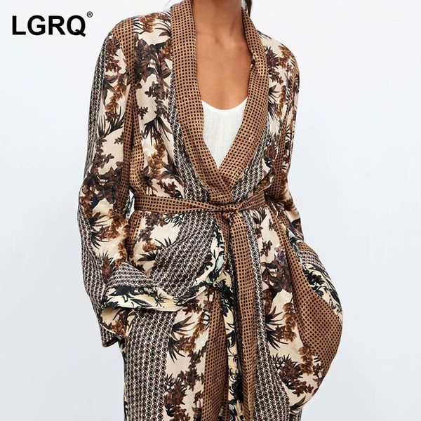 

women's suits & blazers [lgrq] women printing lace casual blazer shawl collar long sleeve loose fit jacket fashion tide spring autumn 2, White;black
