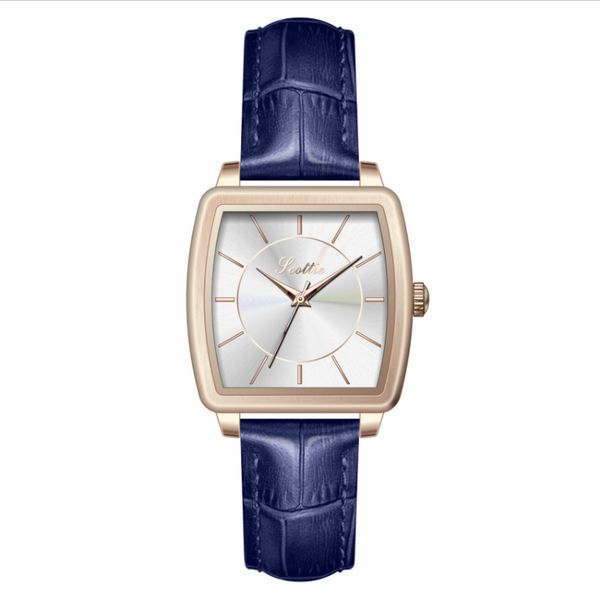 

scottie brand small square dial cwp watch leather strap womens students watches elegant ins quartz girls wristwatches, Slivery;brown