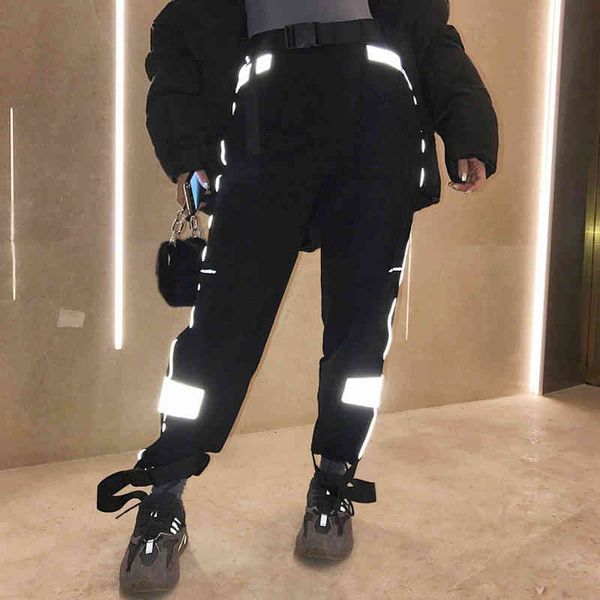 

Women's Pants & Capris Cool! High Waist Loose Reflective Hip Hop Sweatpants Autumn Winter Women Fashion Club Special Harem E805, Black;white