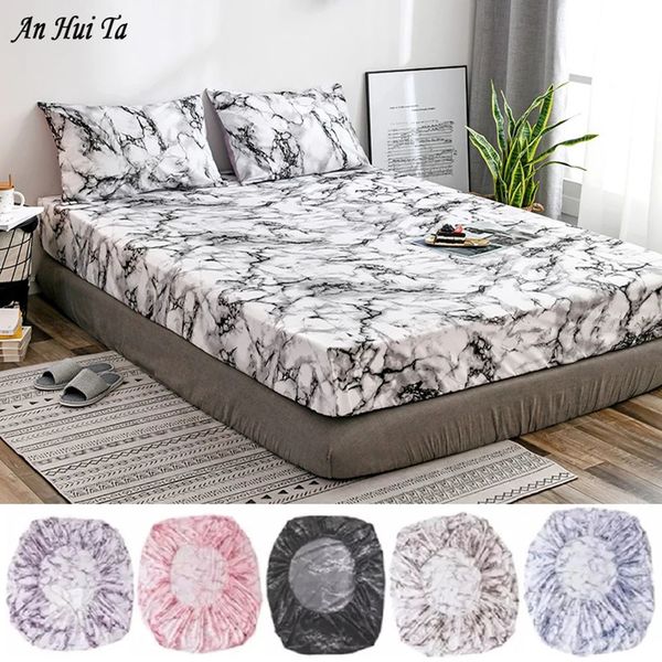 

bedding sets elastic fitted sheet deep pockets up to 14 inches marble printed brushed microfiber mattress covers set 5 size 6 colors 9b9t