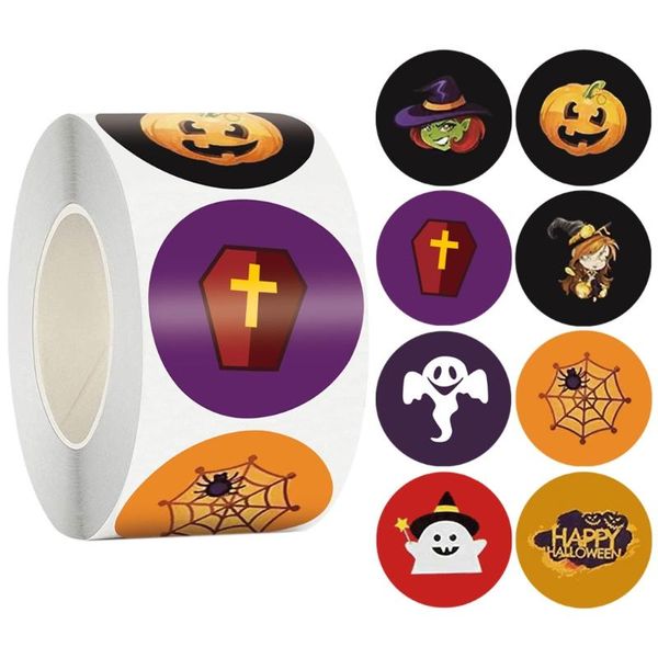 

gift wrap 29ef 500pcs/roll happy halloween stickers labels 8 designs pumpkin ghost decorative envelope seals for cards boxes