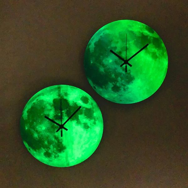 

wall clocks luminous moon clock glow in the dark planet circular watch hanging for living room home decor