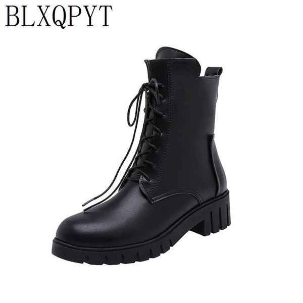 

boots blxqpyt pu leather women ankle fashionplatform chunky heels short winter shoes woman size 33-43 227, Black