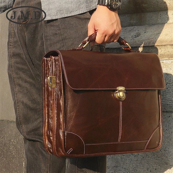 

jmd leather men's bag fashion texture hand classic cow briefcase 7091