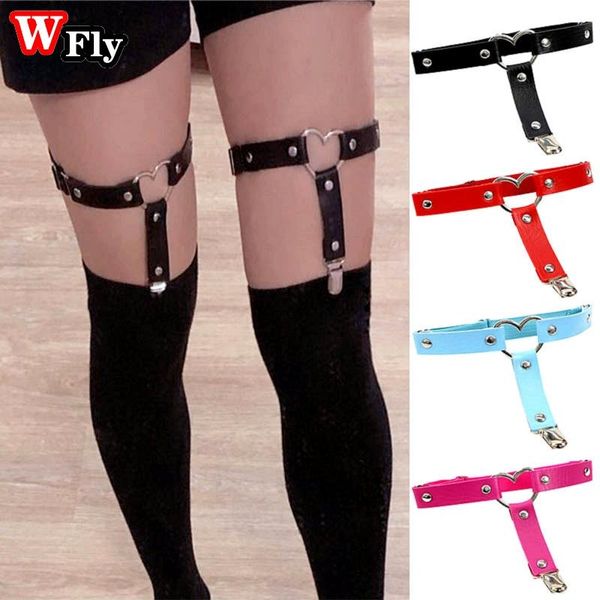 

belts europe america women punk goth heart pu elastic garter belt leg thigh ring suspender stockings harness party wear, Black;brown
