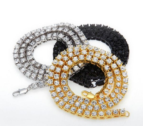 

2022 hip hop bling bling iced out tennis chain 1 row necklaces sumptuous clastic silver/gold/black/rose gold color men chain fashion jewelry