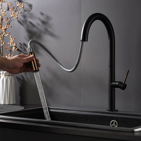 Tudo de cobre multifuncional Universal Pull Out Faucet com Única rotação de 360 ​​graus Adequado para lavar roupa de cozinha