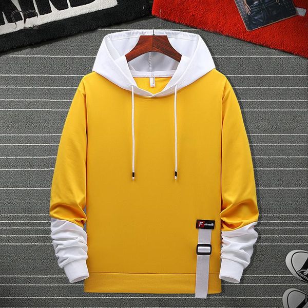 

men's hoodies & sweatshirts patchwork hip hop streetwear casual pullover male brand clothing hoodie homme outwear overisze, Black