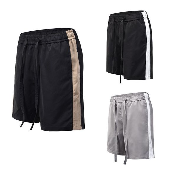 

fashionable shorts 2021 high street kanye same bar ee contrast stitching sports and leisure drawstring for men women, White;black