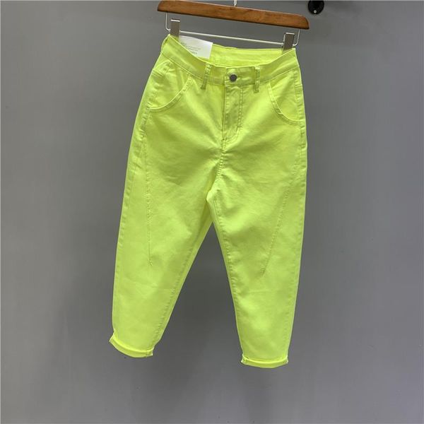 

women's jeans 2021 korea-style summer candy color for women loose high waist ankle-length harem pants large size cross-pants, Blue