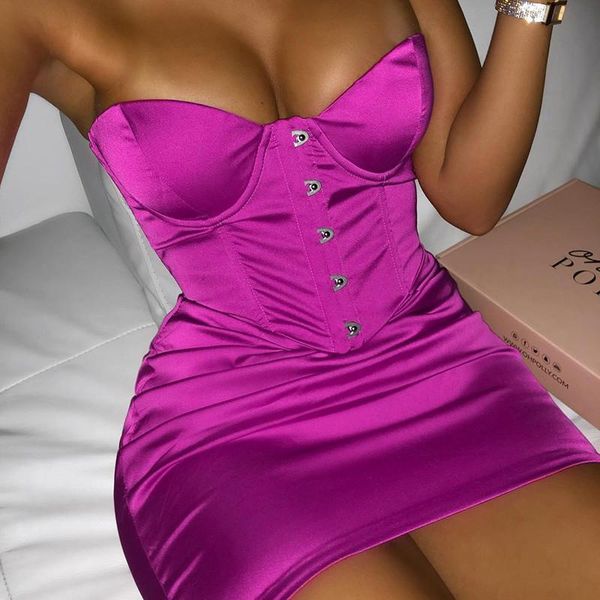 

strapless off shoulder women dress clubwear buttons solid sleeveless slim silk hip short mini bodycon casual dresses, Black;gray