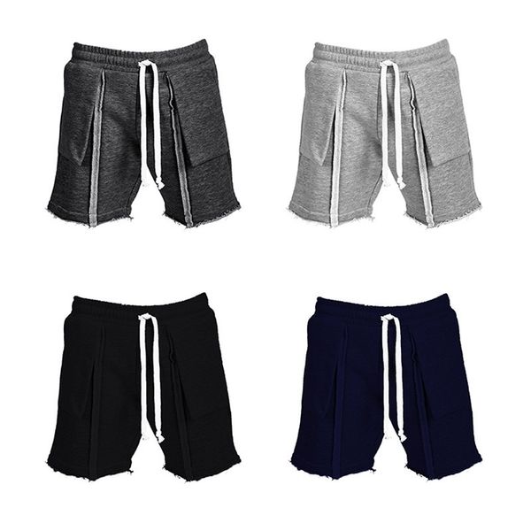 

men's sports summer solid leisure tooling shorts straight trend, White;black