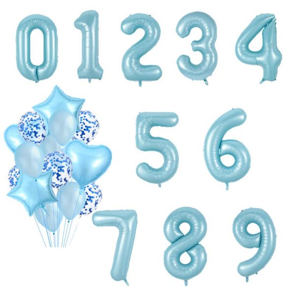 

party decoration 40inch blue number foil balloons big 0 1 2 3 4 5 6 7 8 9 happy birthday wedding 18 years old balloon supplies
