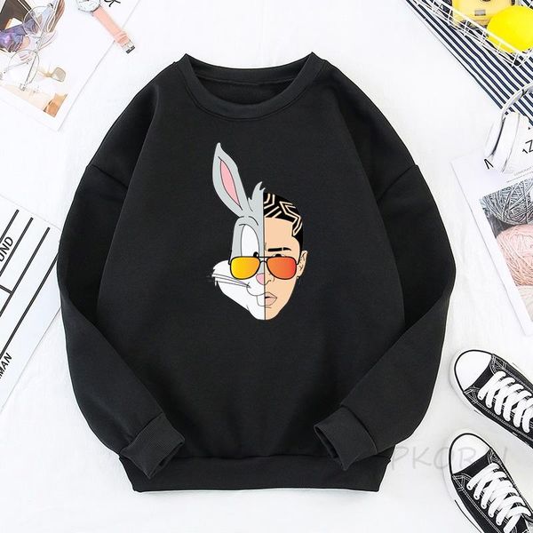 

men's hoodies & sweatshirts bad layered graphic hoodie men women streetwear long sleeve crewneck sweatshirt fleece pullover clothes sw, Black