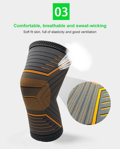 

sports riding knee protector mountaineering nylon knitting antiskid warm breathable safety pads elbow &, Black;gray