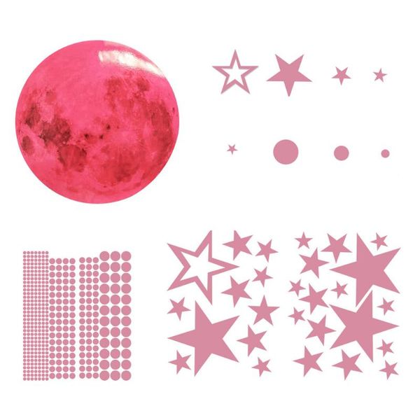 

wall stickers 3d pink moon luminous for kids rooms home decor bedroom diy art fluorescent decals stars glow in the dark