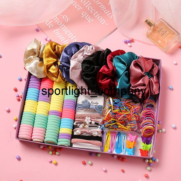 

327pcs colors girls baby hair ring rope headwear scrunchies elastic hairband kids hair accessories for women fashion hair tie, Slivery;white