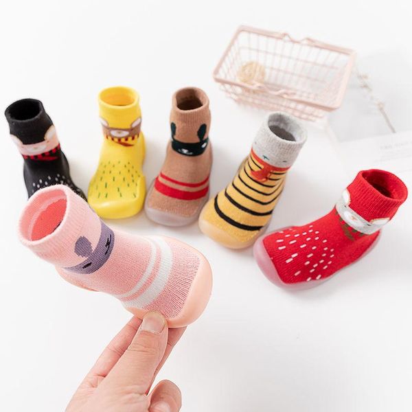 

socks baby toddler shoes winter floor animal anti-dropping heel kid's warm thicker loops 5sizes 6colors, Pink;yellow