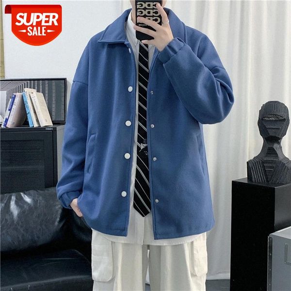 

yemi style | woolen coat men's short korean japanese hong kong loose #x89f, Black;brown