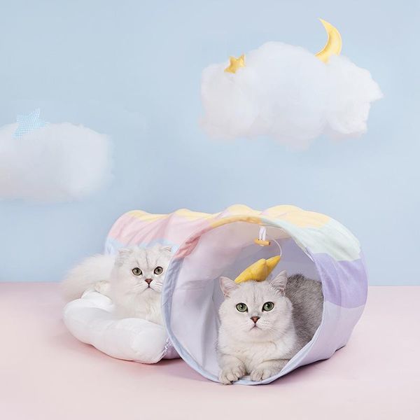 

cat toys rainbow tunnel, bed, passage, removable and washable litter, universal for all seasons, villa toy stuff