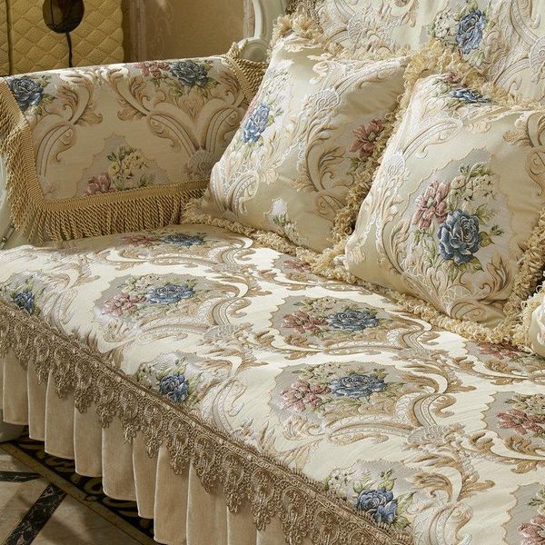 

chair covers european high density jacquard lace sofa cover 1/2/3 seater slipcover couch furniture recliner protector anti-slip luxury
