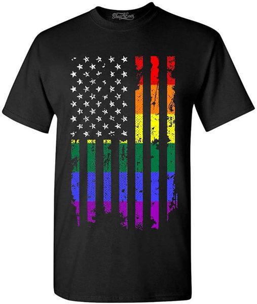 

men's t-shirts distressed rainbow flag t-shirt gay pride shirts, White;black