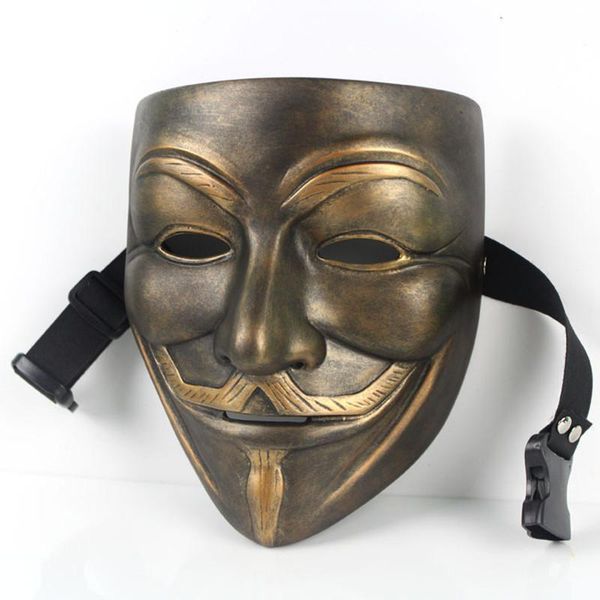

party masks white and bronze color v for vendetta anonymous guy fawkes mask collective decorative halloween resin movie