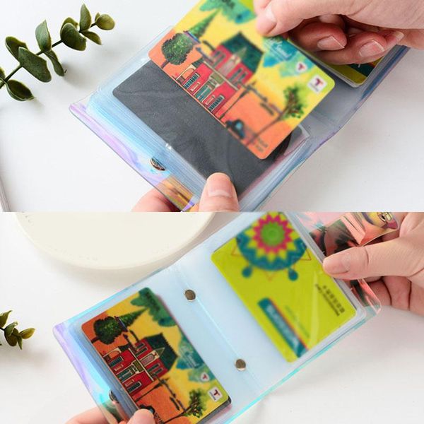 

card holders laser transparent color po for mini sticker glitter holder, Brown;gray