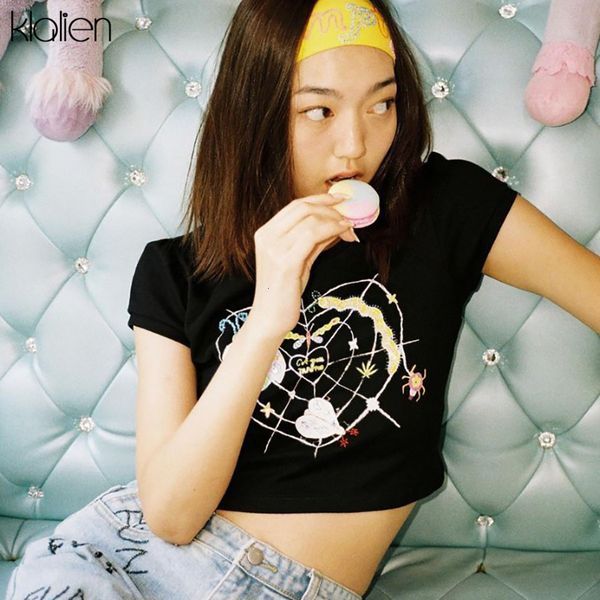 

solid t shirt summer black cotton short sleeve t shirt women streetwear slim stretch soft wild female crop 2021, White