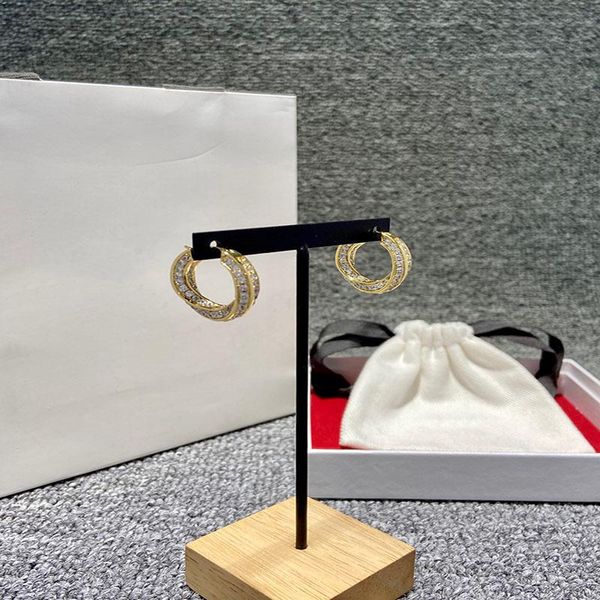 

hoop & huggie elegant zircon circle s925 sterling silver earrings original brand jewelry sign exquisite female holiday gift, Golden;silver