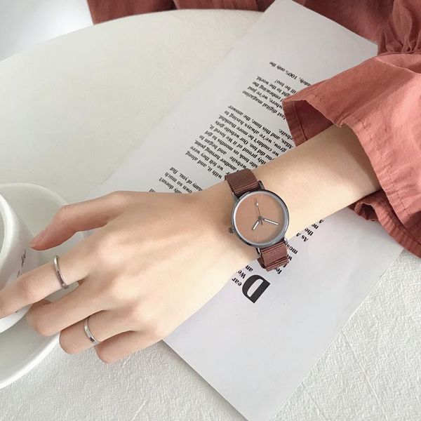 

wristwatches 2021 simple designer women bracelet casual watch fabric strap ladies quartz wristwatch female dress clock hours, Slivery;brown