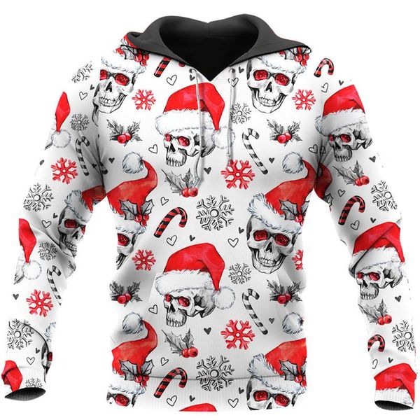 

women's hoodies & sweatshirts fashionable merry christmas funny skull 3d printing men's autumn hoodie casual zip street hip hop sw, Black