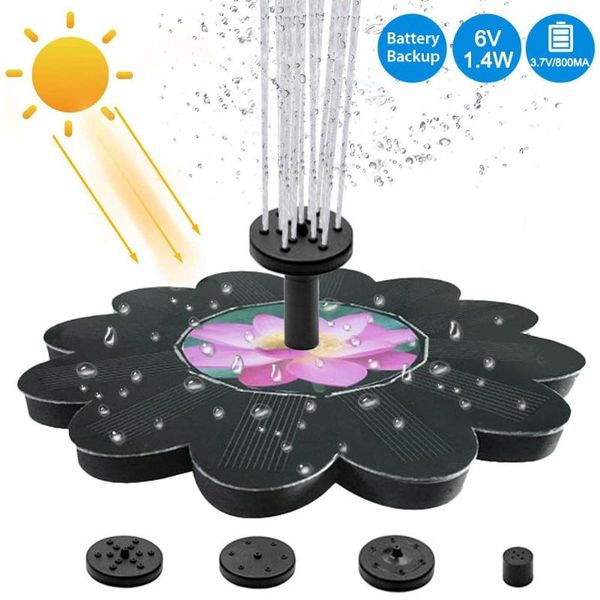 

garden decorations solar powered fountain floating multi-use bird bath water panel pump with 4 nozzles for pond swimming pool