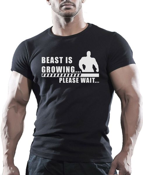 

beast is growing - bodybuilding gym motivation t-shirt iron muscle workout tee, White;black