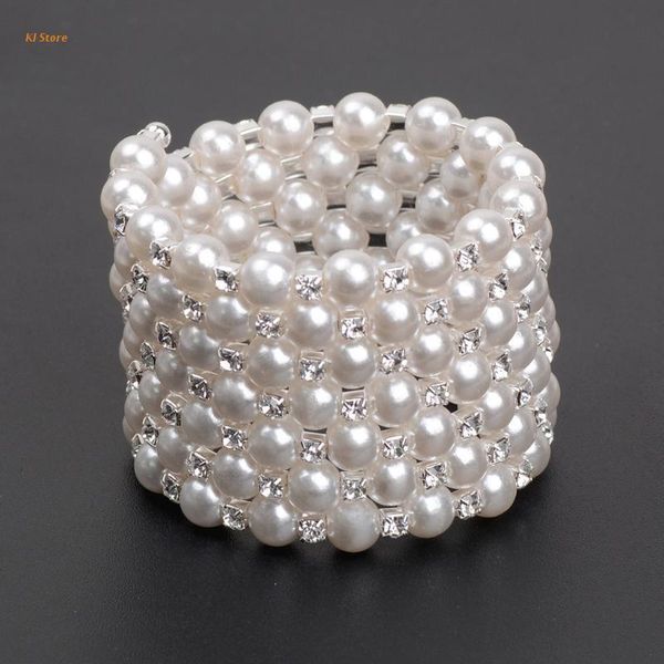 

bangle korean fashion pearl rhinestone multilayer female seven rows bracelet, Black