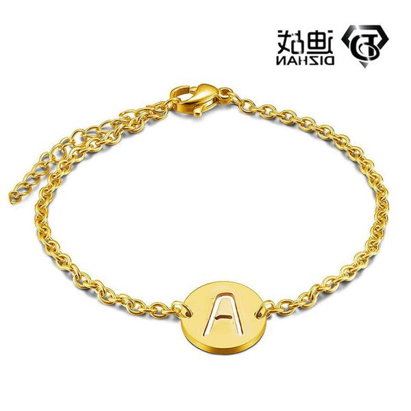 

hand catenary selling simple round 24 letter stainless steel gold bracelet, Black