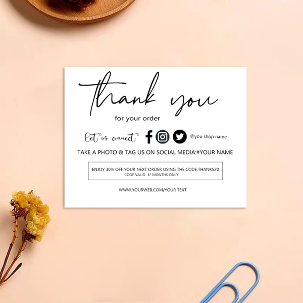 

greeting cards thank you business insert small social media personalize modern