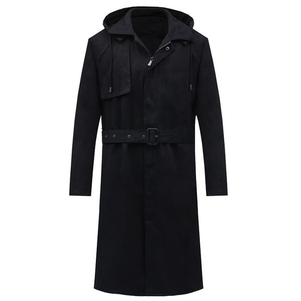 

men's trench coats autumn brand hoodies men windbreaker mens overcoat long black jacket plus size 6xl 7xl 8xl v06s, Tan;black