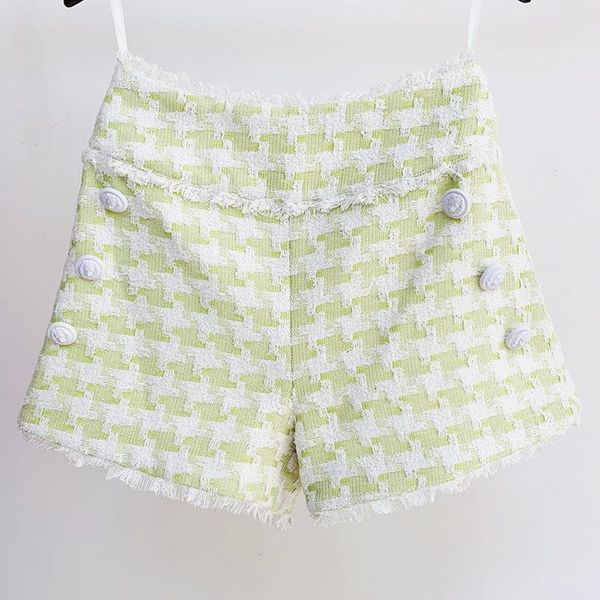 

women's shorts 2021 fall winter houndstooth tweed women designer fashion elegant styilsh ladies short outwear, White;black